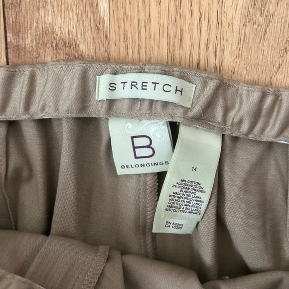 Belongings Stretch Tan Embroidered Paisley Dress Pants Sz 14 NWT - Picture 4 of 6